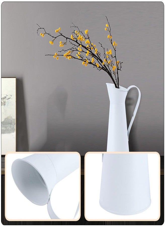 MERRYHAPY Dried Flower Vase - White Metal Pitcher Vase for Home D Cor Galvanized Flower Container Vintage Style 10 Inch Tall Metal for Flowers - Image 4